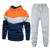 Men's Sets, Sportswear, Fashion and Leisure Spring and Fall Models, Splicing Hooded Sweater Pants Two-piece Set, Men's Sets