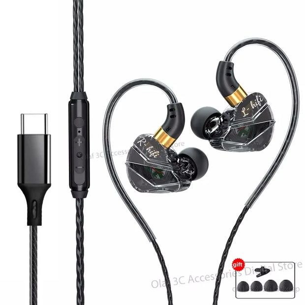 OLAF 3.5mm Jack Type C Plug Wired Headphones