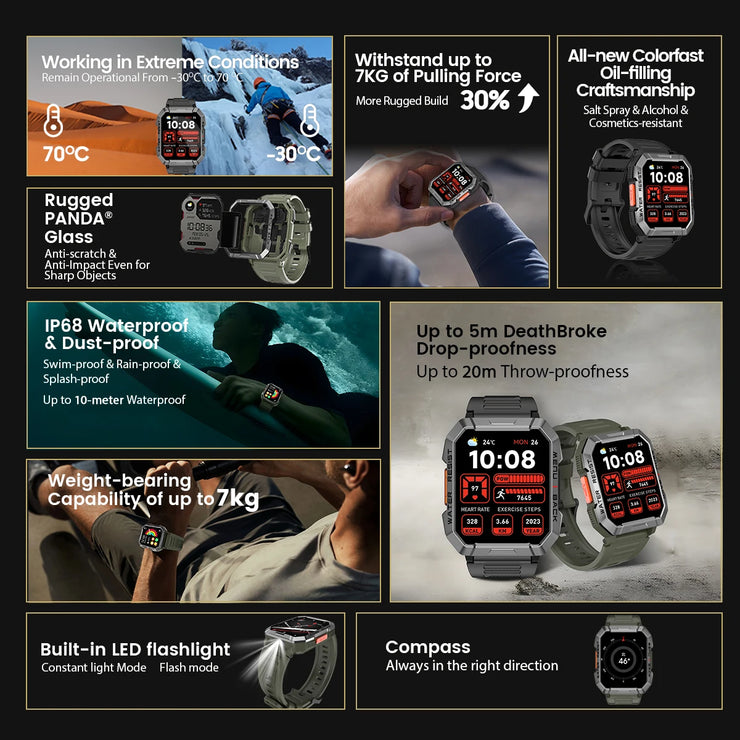 New 2.01'' HD Display TFT Rugged Smart Watch
