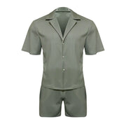 Men Sets Summer Casual Short-sleeved Shirt Shorts Fashion Striped Suit Male Two-piece Set Tracksuit Ropa Para Hombre