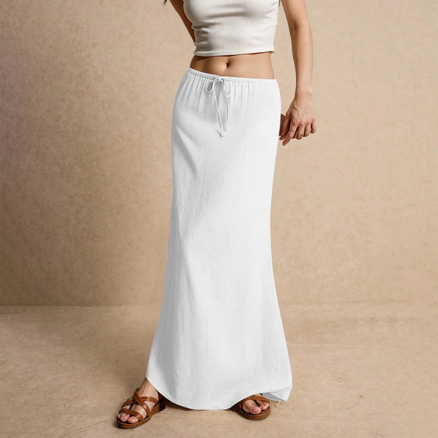 Summer Vacation Women's Summer Maxi Skirt Drawstring Low Waist A Line Casual Skirts Bodycon Long Skirt Beach Women's clothing