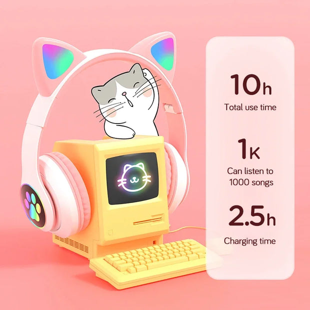 New Flash Lamp Cute Cat Ears Headphone