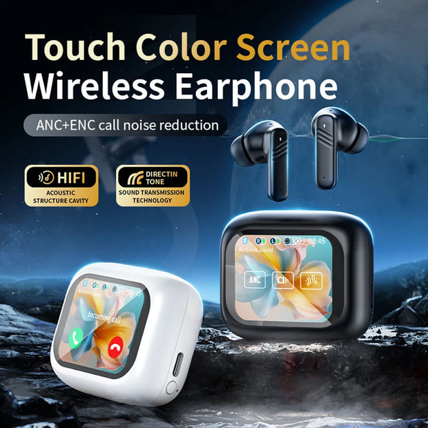 Full In Touch Screen Headphone  Wireless InEar ENC Earbuds Bluetooth5.4 ANC E18 Pro Noise Cancelling Earphone With Mic New