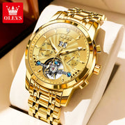 OLEVS 9965 Mens Watch Classic Hollow Out Automatic Mechanical Watch Original Movement Waterproof Luminous Calendar Year Moon