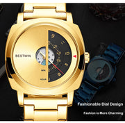 UTHAI Men's Quartz Watch Fashion Leisure Business Watch Waterproof Personalized Pointer Alloy Steel Band Watch