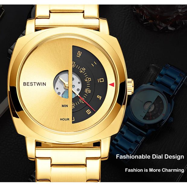 UTHAI Men's Quartz Watch Fashion Leisure Business Watch Waterproof Personalized Pointer Alloy Steel Band Watch