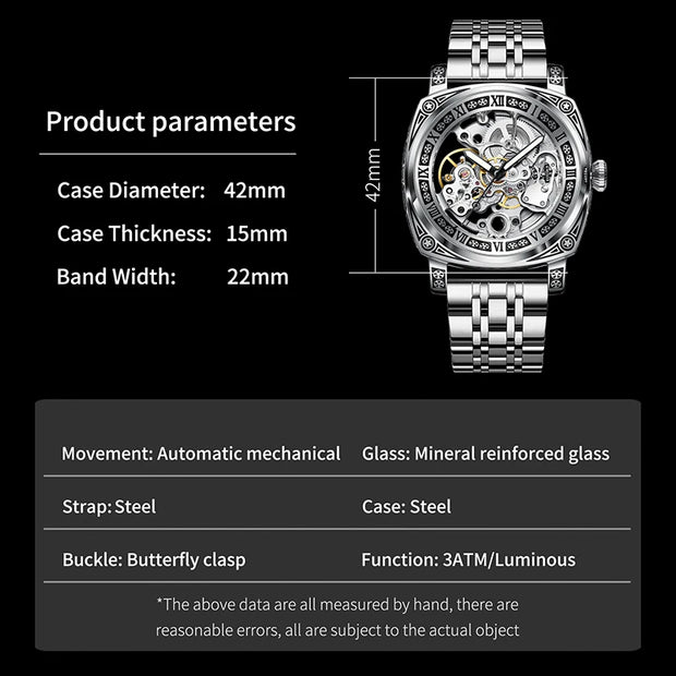 Authentic Brand Carved Watches Fully Automatic men watches Hollowed Fashion Mechanical Watches luxury MAN WATCH Reloj Hombre