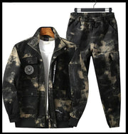 Men Clothing Two Pieces Set 2023 Training Two-piece Sweat-shirt Cargo Pants Man Apparel Heavy Jackets Labor Work Camouflage Suit