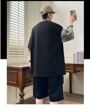 Summer Men's  Sets Mens Trend Casual Tracksuit Print Short Sleeve T-shirt+shorts Two Pieces Suit Mens Sportswear set