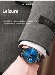 SYNOKE Quartz Watch Men Fashion Sports Waterproof Quartz Watch Student Steel Band Creative Calendar Dial Business
