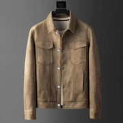 New Spring Autumn Casual Jackets Men Turn Down Collar Slim Fit England Style Deerskin Fleece Jacket Male Vintage Outwear Coats