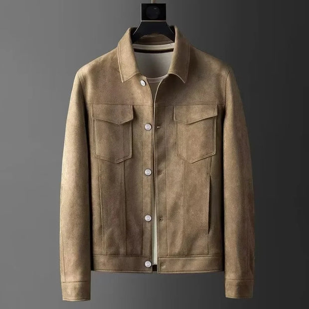 New Spring Autumn Casual Jackets Men Turn Down Collar Slim Fit England Style Deerskin Fleece Jacket Male Vintage Outwear Coats