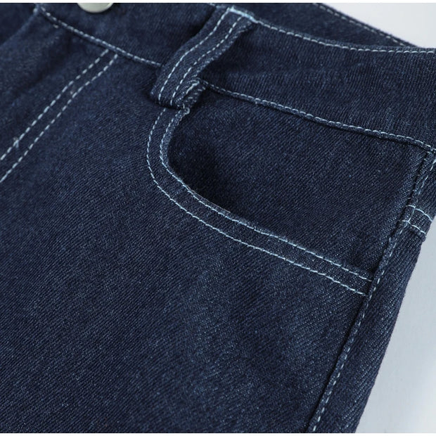 Vintage Women's Denim Sleeveless Set Crop Top With Chic Buttons Matching High Waist Slim Fit Jeans Casual Streetwear Outfits