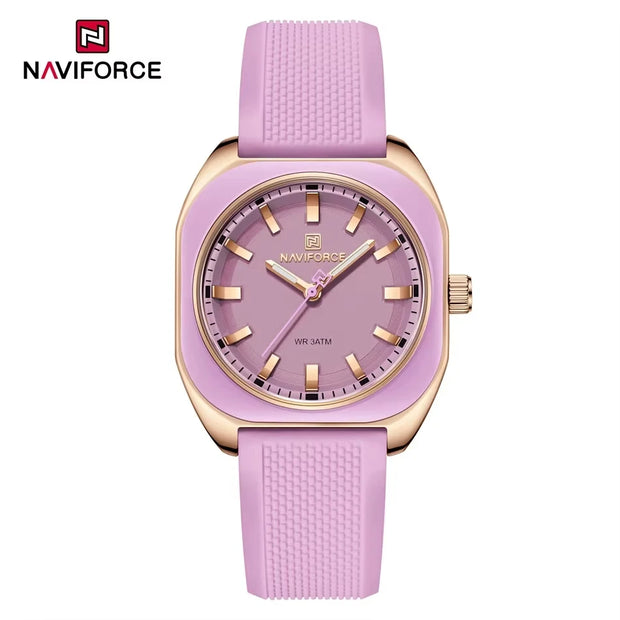NAVIFORCE Fashion Women's Watch Casual Elegant Simple Polygon Quartz Silicone Watch Gift for Women Wristwatch Relogio Feminino