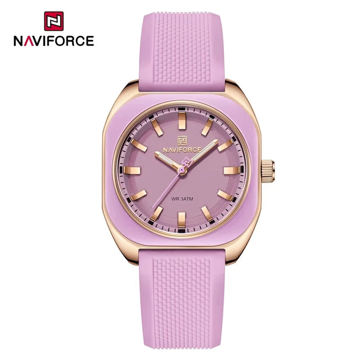 NAVIFORCE Fashion Women's Watch Casual Elegant Simple Polygon Quartz Silicone Watch Gift for Women Wristwatch Relogio Feminino