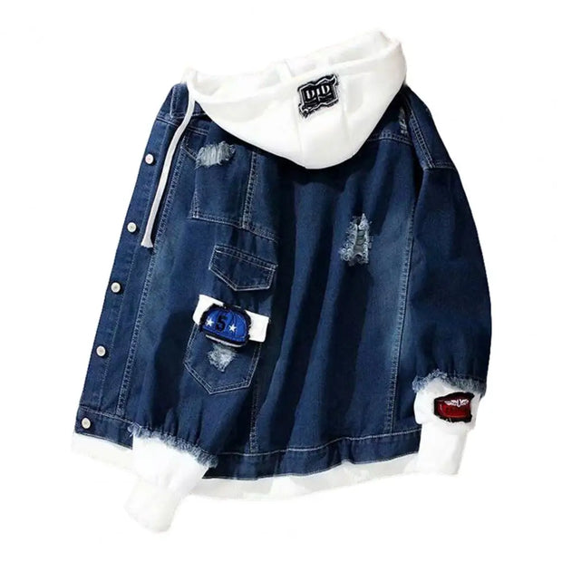 Men Coat Stylish Super Soft Denim Jacket Relaxed Fit Single Breasted Outerwear Coat for Riding