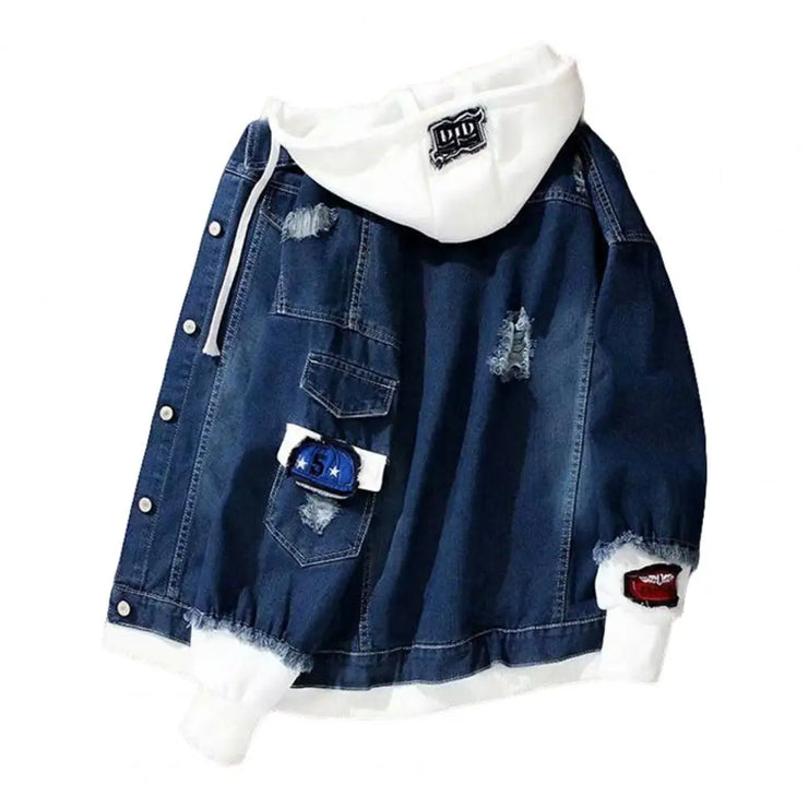 Men Coat Stylish Super Soft Denim Jacket Relaxed Fit Single Breasted Outerwear Coat for Riding