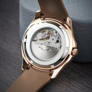 OBLVLO Trend Luxury Rose Gold Diamond Date Mechanical Automatic Watches For Men Blue Silicone Strap Waterproof Sport Watch FM-SL