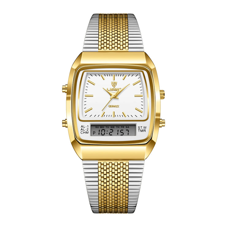 New Fashion Golden Steel Strap Quartz Sport Watch