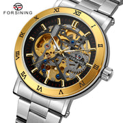 Forsining Official Automatic Mechanical Skeleton Watch Men Stainless Steel Skeleton Luminous Hands Military Business Waterproof