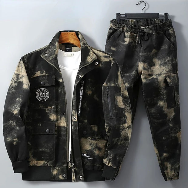 Men Clothing Two Pieces Set 2023 Training Two-piece Sweat-shirt Cargo Pants Man Apparel Heavy Jackets Labor Work Camouflage Suit