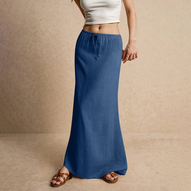 Summer Vacation Women's Summer Maxi Skirt Drawstring Low Waist A Line Casual Skirts Bodycon Long Skirt Beach Women's clothing