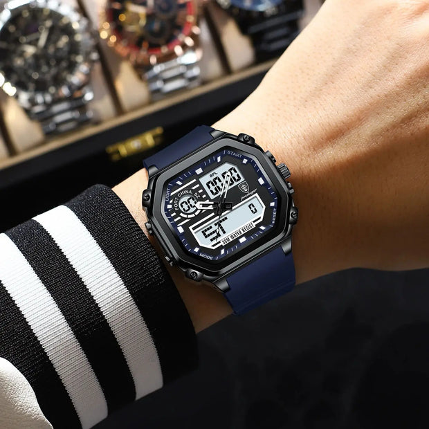 New Waterproof Luminous Week Date Square Wristwatch