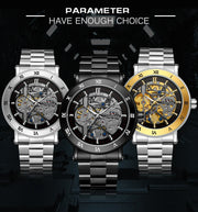 Forsining Official Automatic Mechanical Skeleton Watch Men Stainless Steel Skeleton Luminous Hands Military Business Waterproof