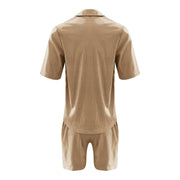Men Sets Summer Casual Short-sleeved Shirt Shorts Fashion Striped Suit Male Two-piece Set Tracksuit Ropa Para Hombre