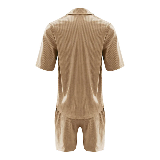 Men Sets Summer Casual Short-sleeved Shirt Shorts Fashion Striped Suit Male Two-piece Set Tracksuit Ropa Para Hombre