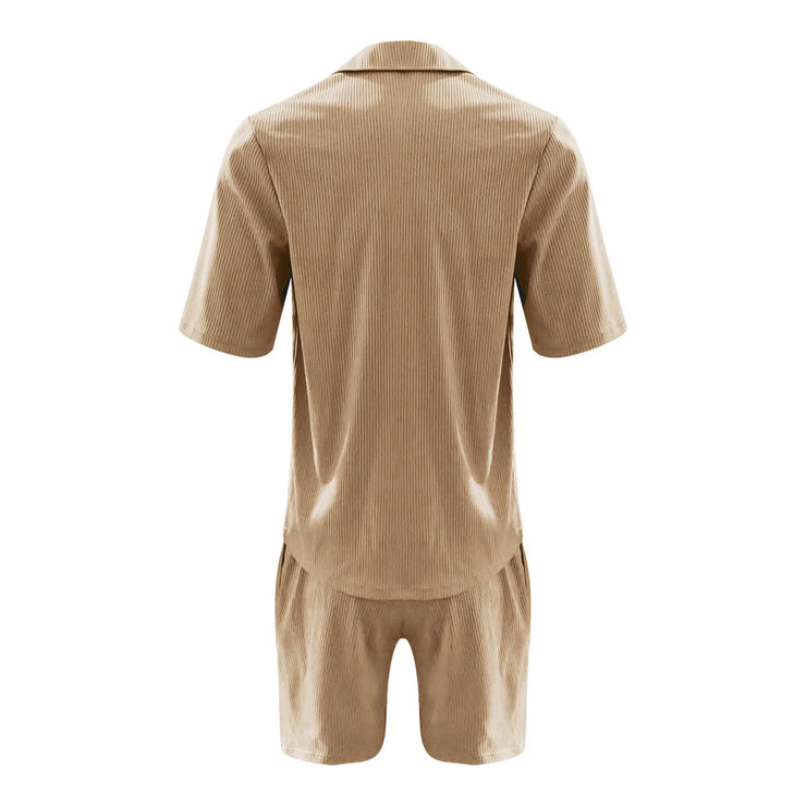 Men Sets Summer Casual Short-sleeved Shirt Shorts Fashion Striped Suit Male Two-piece Set Tracksuit Ropa Para Hombre