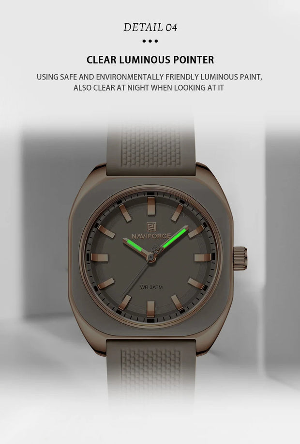 NAVIFORCE Fashion Women's Watch Casual Elegant Simple Polygon Quartz Silicone Watch Gift for Women Wristwatch Relogio Feminino