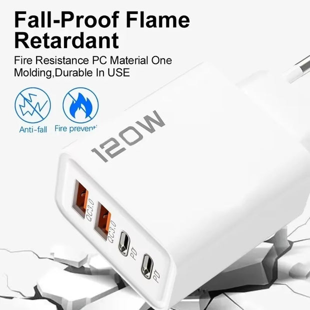 120W 4 Port USB Type C Charger