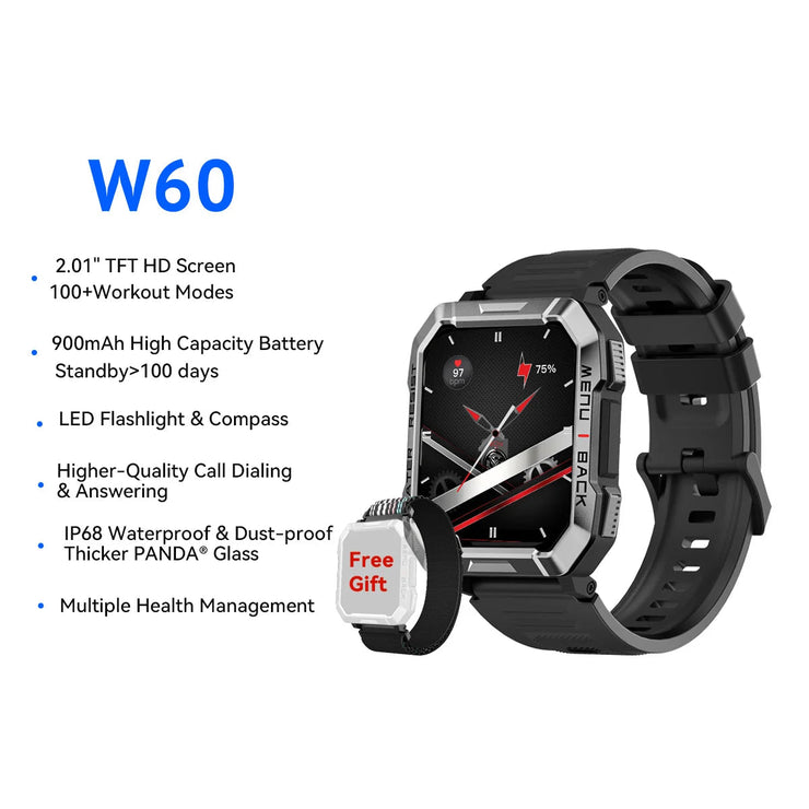 New 2.01'' HD Display TFT Rugged Smart Watch