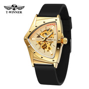Winner Military Triangle Steel Skeleton Automatic Movement Man Watch Sports Mechanical Watches Luxury Waterproof Silicone Strap