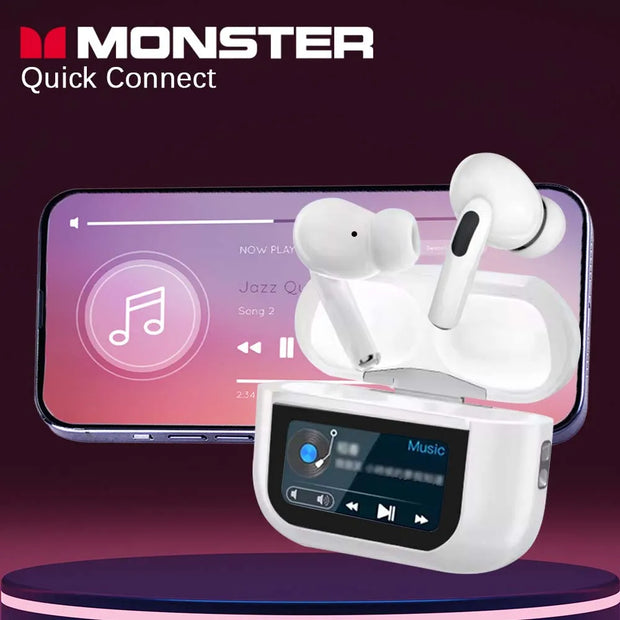 MONSTER Touch Screen Bluetooth Headphones TWS Bluetooth5.3 Earbuds ANC Noise Reduction Eardphones Dual Connection Sports headset