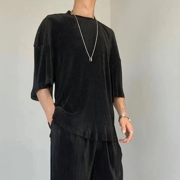 Men's Pants Set Work Wear Jogging Plain Running No Logo Male T Shirt Trousers Sets Sweatpants Jogger Two-piece Essential Elastic