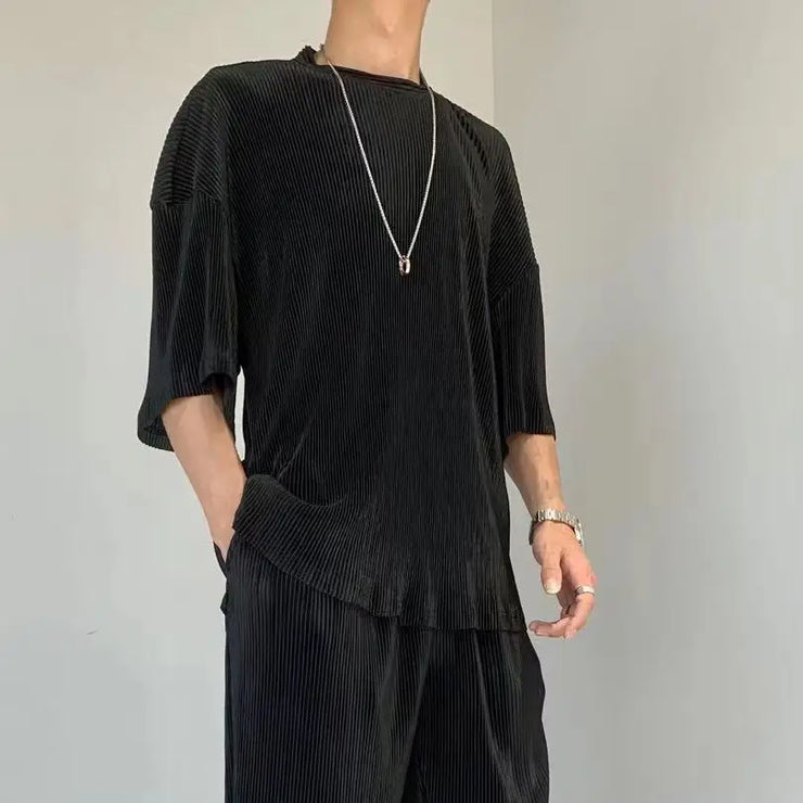 Men's Pants Set Work Wear Jogging Plain Running No Logo Male T Shirt Trousers Sets Sweatpants Jogger Two-piece Essential Elastic