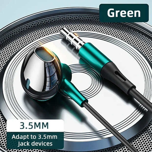 HiFi Bass Stereo Volume Control Mic 3.5mm Wired Earbuds