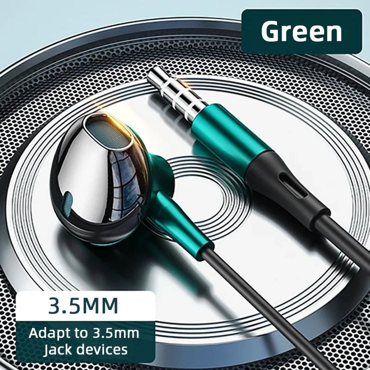 HiFi Bass Stereo Volume Control Mic 3.5mm Wired Earbuds