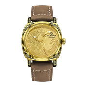 GLENAW  Mechanical Wristwatch Watches Men Surfing Sailboat Pointer Luminous Transparent Skeleton Mechanical Leather Male Clock