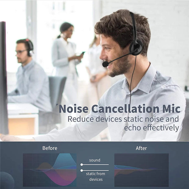 New USB Wired Computer Headset