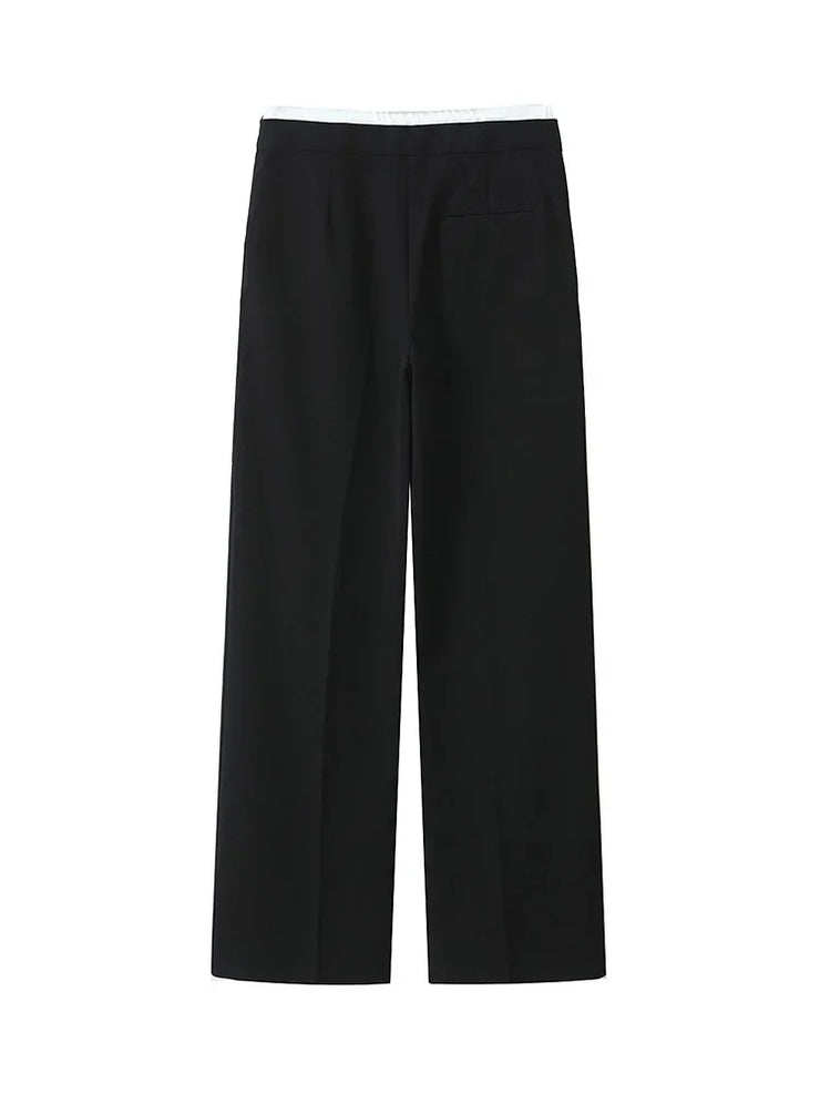 Willshela Women Fashion Solid Lace Up Side Zipper Straight Pants Vintage High Elastic Waist Female Chic Lady Trousers