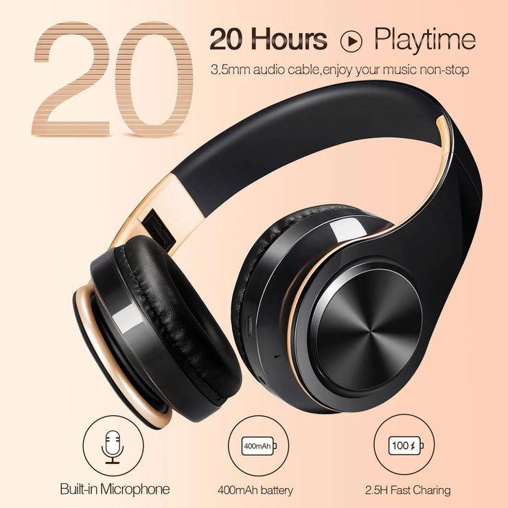 Men Gold Wireless Bluetooth Stereo Headset