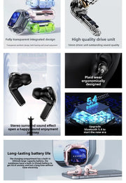 Wireless Bluetooth-compatible Earphones Intelligent Touch Color LCD Screen TWS Earbuds HIFI Noise Reduction Stereo Earphones