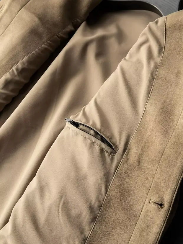 New Spring Autumn Casual Jackets Men Turn Down Collar Slim Fit England Style Deerskin Fleece Jacket Male Vintage Outwear Coats