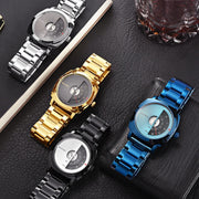 UTHAI Men's Quartz Watch Fashion Leisure Business Watch Waterproof Personalized Pointer Alloy Steel Band Watch