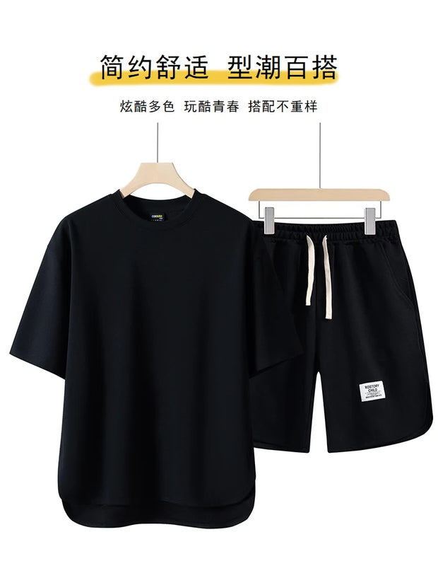 2025 Summer Sets Men Fashion Short Sleeve Shirt/Shorts Two-piece Mens Streetwear Loose Hollow Out Set Mens Short Sets M-4XL TZ16