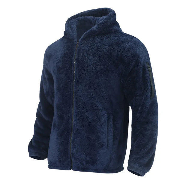 2025 Men's Casual Double-sided Plush Warm Jacket Autumn Winter Thick Wool Coats Solid Hooded Fleece Hoodies Loose Men Clothing