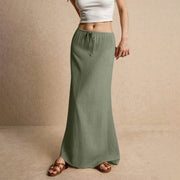 Summer Vacation Women's Summer Maxi Skirt Drawstring Low Waist A Line Casual Skirts Bodycon Long Skirt Beach Women's clothing